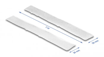 DELOCK αυτοκόλλητη ταινία τύπου Velcro 19061, 1mx20mm, λευκή - Image 3