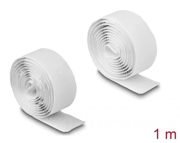 DELOCK αυτοκόλλητη ταινία τύπου Velcro 19061, 1mx20mm, λευκή