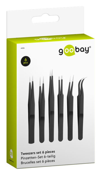 GOOBAY σετ τσιμπίδες 41256, ανοξείδωτες, αντιστατικές, μαύρο, 6τμχ - Image 2