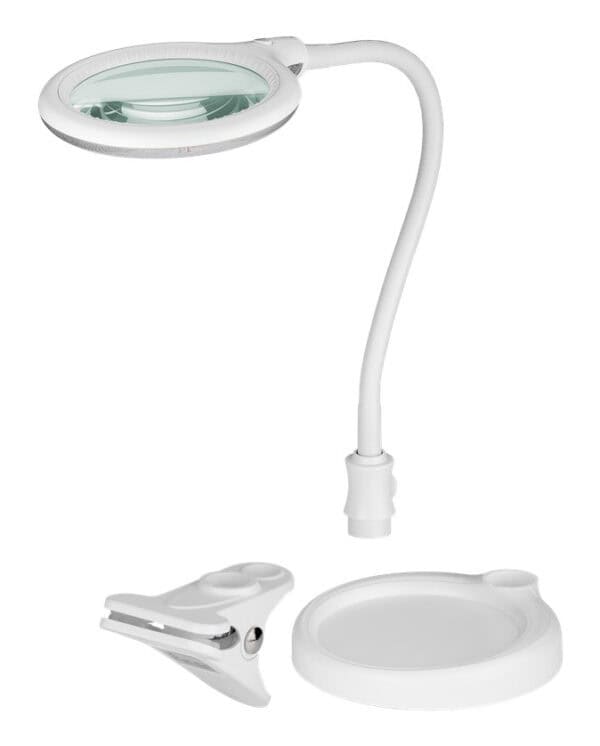 GOOBAY μεγεθυντικός φακός 60359 με κλιπ & βάση, LED, 3 διόπτρες, λευκός