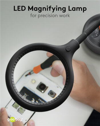 GOOBAY μεγεθυντικός φακός 64990 με κλιπ & βάση, LED, 3 διόπτρες 1.75x - Image 2