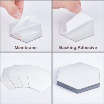 Σετ αυτοκόλλητοι ακρυλικοί καθρέφτες AG543D εξάγωνοι, 15.5x17.5cm, 12τμχ - Image 3