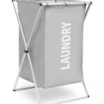 Καλάθι απλύτων CLN-004 με 1 σάκο, υφασμάτινο, 60x38x35mm, γκρι