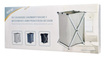 Καλάθι απλύτων CLN-004 με 1 σάκο, υφασμάτινο, 60x38x35mm, γκρι - Image 3