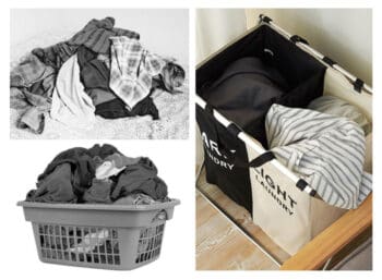 Καλάθι διαχωρισμού απλύτων CLN-0050 με 2 σάκους, 60x38x60mm, μαύρο-λευκό - Image 3