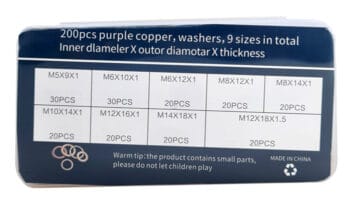 Σετ χάλκινες ροδέλες DA15, διάφορα μεγέθη, 200τμχ - Image 3