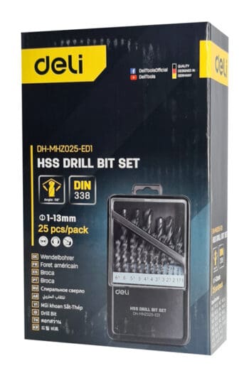 DELI σετ τρυπάνια DH-MHZ025-ED1 για σίδηρο HSS, 1-13mm, DIN 338, 25τμχ - Image 3
