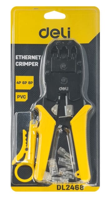 DELI εργαλείο πτύχωσης με απογυμνωτή καλωδίων RJ45/12/11 DL2468, 8+6+4P - Image 3