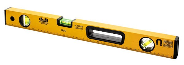 DELI αλφάδι DL290500 με 3 μάτια & χάρακα, μαγνητικό, 50cm