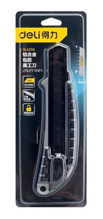 DELI κοπίδι DL4256 με αυτόματο κλείδωμα, μεταλλικό, 18mm, γκρι - Image 3