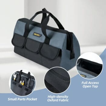 DELI τσάντα εργαλείων χειρός DL430018, υφασμάτινη, 40x20x27cm, γκρι - Image 3