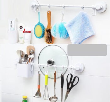 ECOCO κρεμάστρα τοίχου για κουζίνα-μπάνιο E1504, 8 x 5 x 53.5cm, λευκή - Image 2
