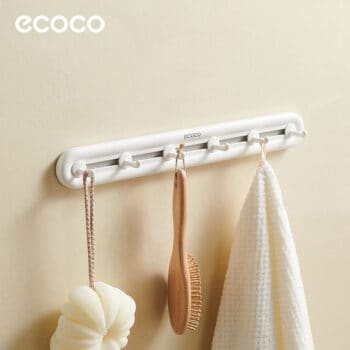 ECOCO κρεμάστρα μπάνιου/κουζίνας E23154 με 6 γάντζους, 3.8x5x40cm, λευκή - Image 2