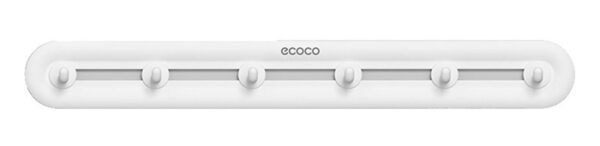 ECOCO κρεμάστρα μπάνιου/κουζίνας E23154 με 6 γάντζους, 3.8x5x40cm, λευκή