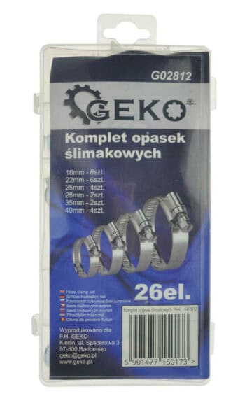 GEKO σετ μεταλλικοί σφιγκτήρες λάστιχων G02812, διάφορα μεγέθη, 26τμχ - Image 2