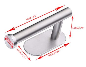 Επιτοίχια χαρτοθήκη μπάνιου HUH-0116 με αυτοκόλλητο, μεταλλική, 4.5x4.5x16cm, ασημί - Image 3