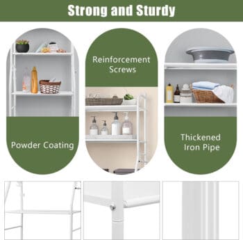 Ραφιέρα μπάνιου HUH-0134 με 3 ράφια, μεταλλική, 48x25x153cm, λευκή - Image 3