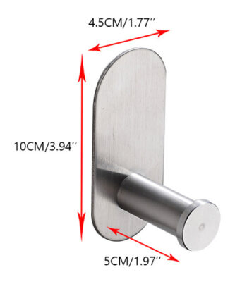 Κρεμάστρα τοίχου HUH-0144 για μπάνιο, μεταλλική, 4.5x5x10cm, 42gr, ασημί - Image 3