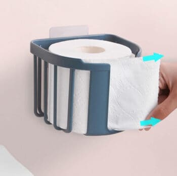 HOME USE επιτοίχια χαρτοθήκη μπάνιου HUH-0220 με αυτοκόλλητο, 11x14x13.5cm, μπλε - Image 2