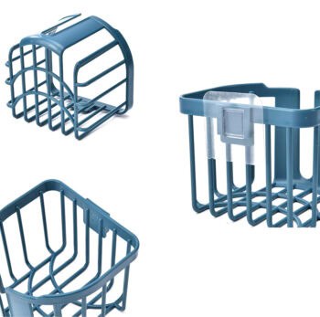 HOME USE επιτοίχια χαρτοθήκη μπάνιου HUH-0220 με αυτοκόλλητο, 11x14x13.5cm, μπλε - Image 3