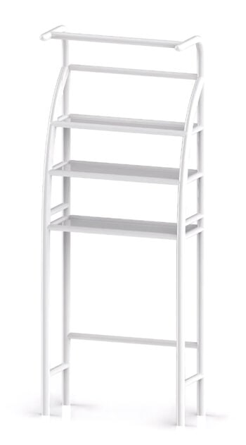 HOME USE ραφιέρα μπάνιου HUH-0222 με 3 ράφια, μεταλλική, 65x25x175cm, λευκή