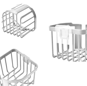 HOME USE επιτοίχια χαρτοθήκη μπάνιου HUH-0223 με αυτοκόλλητο, 11x14x13.5cm, λευκή - Image 3