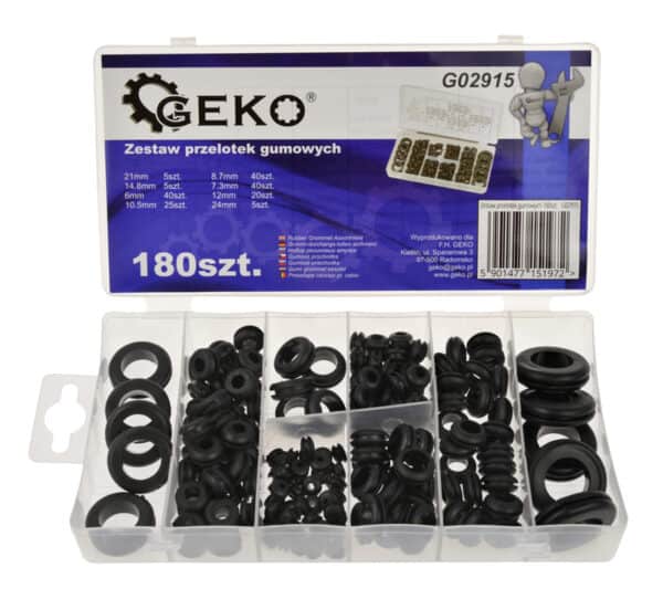 GEKO σετ λαστιχένιες ροδέλες G02915, διάφορα μεγέθη, 180τμχ