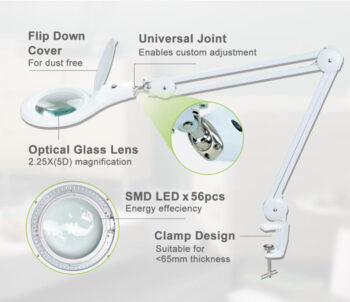 PROSKIT μεγεθυντικός φακός MA-1209LI με σφιγκτήρα, LED, 5D 2.25x, λευκός - Image 3