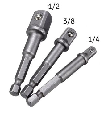 Σετ αντάπτορες καρυδάκια NZ9B για ηλεκτρικό κατσαβίδι, 1/4 3/8 1/2, 3τμχ - Image 3