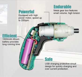 PROSKIT ηλεκτρικό κατσαβίδι PT-1362U με 4 μύτες, LED φακός, 1500mAh - Image 3