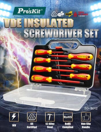 PROSKIT σετ κατσαβίδια ηλεκτρολόγου SD-8012, 1000V μόνωση, με θήκη, 7τμχ - Image 2