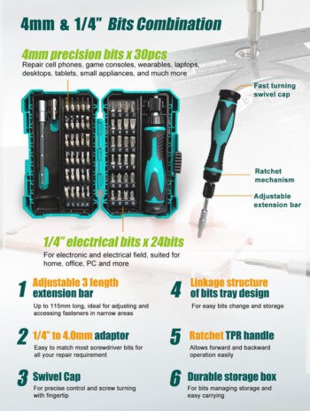PROSKIT σετ κατσαβίδι ακριβείας SD-9857M με 54 μύτες, με θήκη, 57τμχ - Image 3
