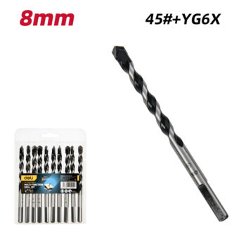 DELI σετ τρυπάνια DH-BWZ008-E1 για τοίχο/μέταλλο/ξύλο, 45# YG6X, 8x105mm, τρίπλευρο, 10τμχ - Image 3
