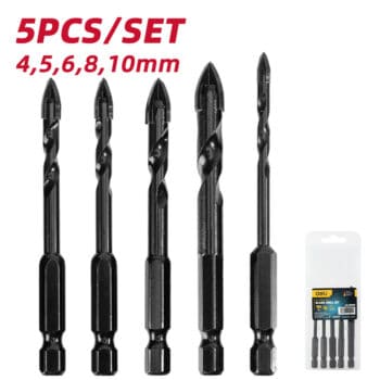 DELI σετ τρυπάνια DH-CZZ005-ED2 για γυαλί, 40Cr YG6X, 4/5/6/8/10mm, εξάγωνο, 5τμχ - Image 2