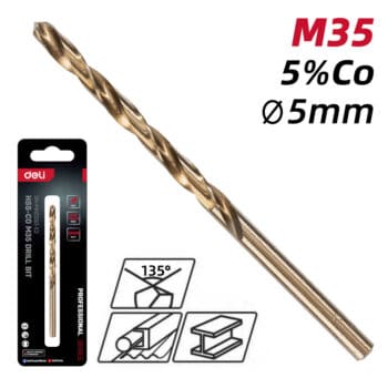 DELI τρυπάνι DH-MHZ050-E2 για μέταλλο, M35 HSS, DIN 388, 5x86mm - Image 2