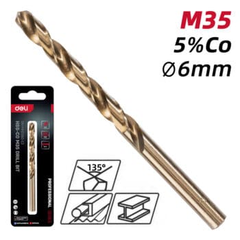 DELI τρυπάνι DH-MHZ060-E2 για μέταλλο, M35 HSS, DIN 388, 6x93mm - Image 2