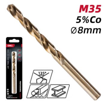 DELI τρυπάνι DH-MHZ080-E2 για μέταλλο, M35 HSS, DIN 388, 8x117mm - Image 2