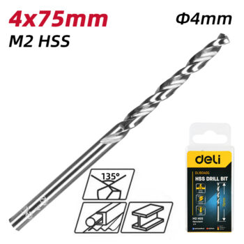 DELI σετ τρυπάνια DL16040G για μέταλλο, M2 HSS, 4x75mm, 10τμχ - Image 2