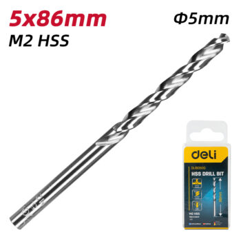 DELI σετ τρυπάνια DL16050G για μέταλλο, M2 HSS, 5x86mm, 10τμχ - Image 2