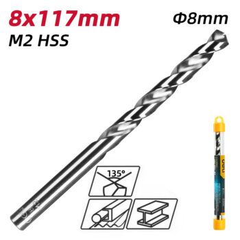 DELI τρυπάνι DL16080G για μέταλλο, M2 HSS, 8x117mm - Image 2