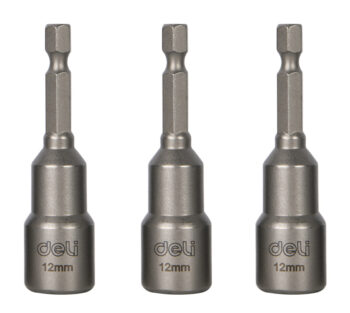 DELI σετ καρυδάκια DL4810T για δραπανοκατσάβιδο, μαγνητικά, 12mm, εξάγωνα, 3τμχ