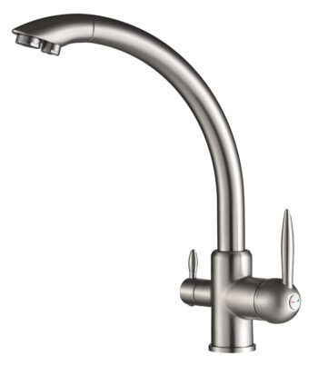 BRUNO μπαταρία πάγκου κουζίνας BRN-0238, τρίοδη, αναμεικτική, ασημί