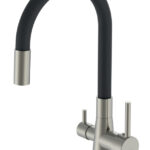 BRUNO μπαταρία πάγκου κουζίνας BRN-0239, τρίοδη, αναμεικτική, μαύρη/ασημί