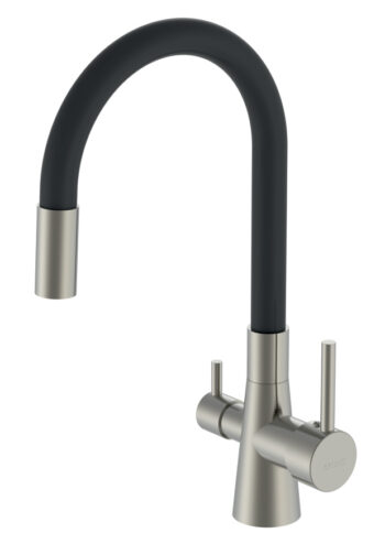 BRUNO μπαταρία πάγκου κουζίνας BRN-0239, τρίοδη, αναμεικτική, μαύρη/ασημί