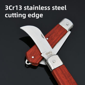 DELI σουγιάς DL0060 με ξύλινη λαβή, πτυσσόμενος, 200mm, καφέ - Image 2