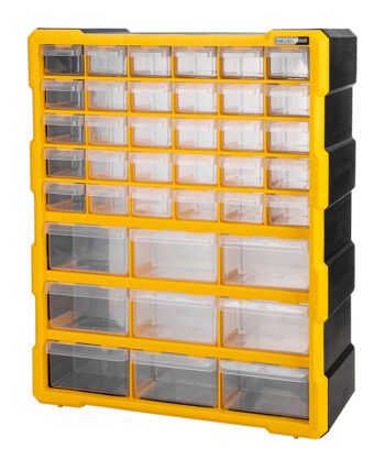 DELI ταμπακιέρα DL432039, 39 θέσεων, 38x16x47.5cm, πλαστική, κίτρινη/μαύρη