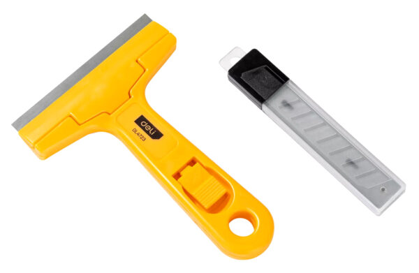 DELI ξύστρα χειρός DL4723 με ανταλλακτικές λάμες, 100mm, κίτρινη