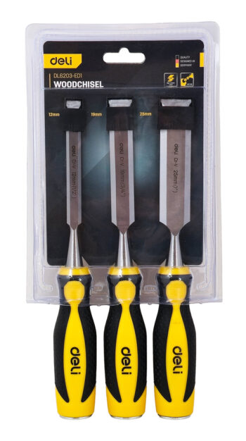 DELI σετ σκαρπέλα ξύλου DL6203-ED1 με αντιολισθητική λαβή, 12/19/25mm, 3τμχ - Image 3