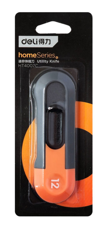 DELI κοπίδι HT4007C, άμεσο άνοιγμα/επαναφορά, πλαστικό, 12mm, γκρι/πορτοκαλί - Image 3